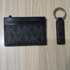 Michael Kors MK Logo Mens Credit Card Case Holder Wallet W/ Key Chain